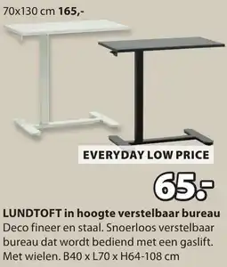 Jysk LUNDTOFT in hoogte verstelbaar bureau aanbieding