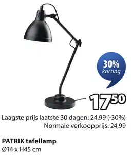 Jysk Patrik tafellamp aanbieding