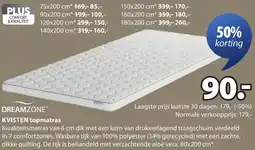 Jysk Dreamzone Kvisten topmatras aanbieding