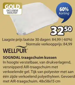 Jysk Wellpur Sogndal traagschuim kussen aanbieding