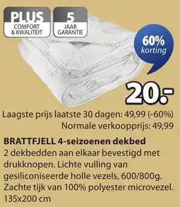 Jysk Brattfjell 4-seizoenen dekbed aanbieding