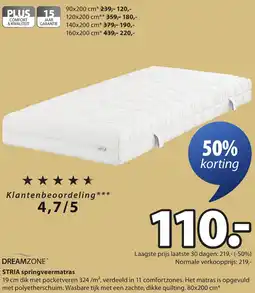 Jysk Dreamzone Stria springveermatras aanbieding