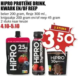 De Boerenschuur Hipro proteïne drink, kwark en/of reep aanbieding