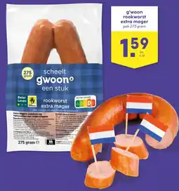 De Boerenschuur G'woon rookworst extra mager aanbieding