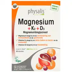 Holland & Barrett Physalis Magnesium + K2 + D3 - 30 tabletten aanbieding