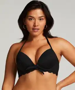 Hunkemoller Hunkemöller Voorgevormde beugel bikinitop Scallop Zwart aanbieding