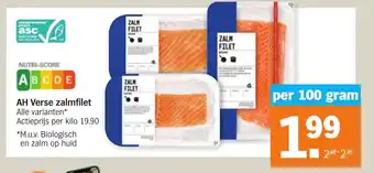 Albert Heijn AH Verse zalmfilet 100 gram aanbieding