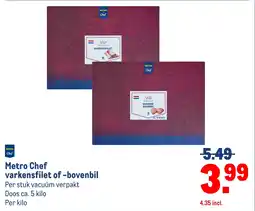 Makro Metro chef varkensfilet of bovenbil aanbieding