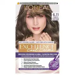 Trekpleister L'Oréal Paris Excellence Cool Crème 6.11 Ultra As Donkerblond Permanente Haarkleuring aanbieding