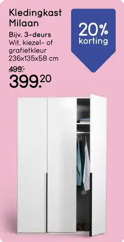 Leen Bakker Kledingkast Milaan aanbieding