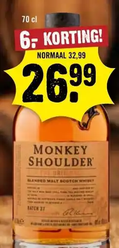 Dirck 3 Monkey shoulder aanbieding