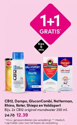 Drogisterij Visser CB12, Dampo, GluconCombi, Natterman, Rhino, Roter, Shiepz en Valdispert aanbieding