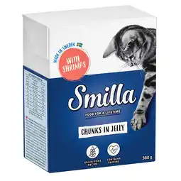 Zooplus Smilla Hapjes in Saus 24 x 370 en Smilla Hapjes in Gelei 24 x 380 g Kattenvoer - Garnalen in Gelei aanbieding