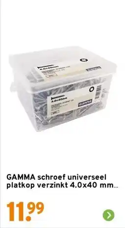 GAMMA GAMMA schroef universeel platkop verzinkt 4.0x40 mm 500 stuks aanbieding