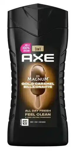 De Online Drogist Axe Magnum Gold Caramel Billionaire 3-in-1 Showergel aanbieding