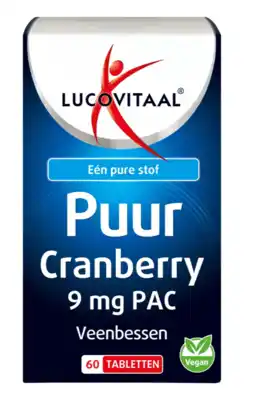 De Online Drogist Lucovitaal Puur Cranberry 9 mg PAC Tabletten aanbieding