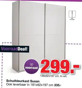 Budget Home Store Schuifdeurkast Susan 136x62x197cm aanbieding