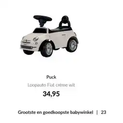 Babypark Puck Loopauto Fiat crème wit aanbieding