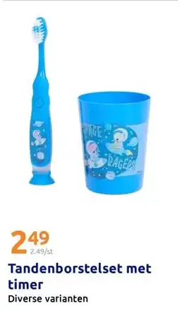 Action Tandenborstelset met timer aanbieding