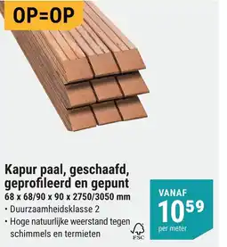 Pontmeyer Kapur paal, geschaafd, geprofileerd en gepunt aanbieding