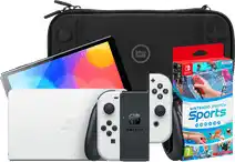 Coolblue Nintendo Switch OLED Wit + Nintendo Switch Sports + BlueBuilt Beschermhoes aanbieding