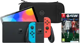 Coolblue Nintendo Switch OLED Blauw/Rood + EA Sports FC 26 + BlueBuilt Beschermhoes aanbieding