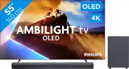 Coolblue Philips Ambilight 55'' OLED760 4K (2025) + JBL Bar 2.1 Deep Bass M2 Zwart aanbieding