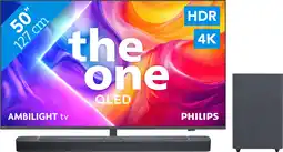 Coolblue Philips Ambilight 50 PUS9000 QLED 4K (2025) + JBL Bar 2.1 Deep Bass M2 Zwart aanbieding