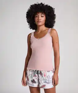 Hunkemoller Hunkemöller Pyjamaset met rib en kant Roze aanbieding