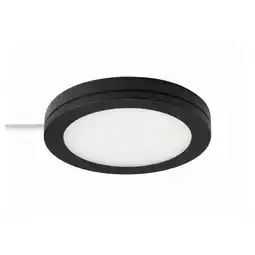 IKEA Mittled zwarte ronde led-lamp, strak design, straalt zachte witte gloed uit, energiezuinig aanbieding