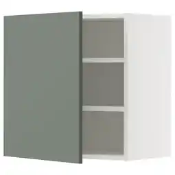 IKEA Moderne keukenkast met grijsgroene deur en witte legplanken aanbieding