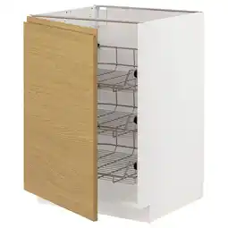 IKEA Open witte keukenkast met eikenhouten deur, draadplanken binnenin aanbieding