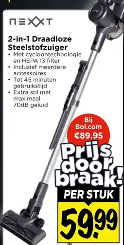 Vomar Voordeelmarkt 2-in-1 Draadloze Steelstofzuiger aanbieding