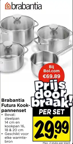 Vomar Voordeelmarkt Brabantia Futura Kook- pannenset aanbieding