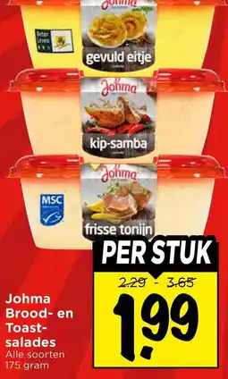 Vomar Voordeelmarkt Johma Brood- en Toast- salades aanbieding