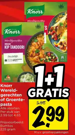 Vomar Voordeelmarkt Knorr Wereld- gerechten of Groente- pasta aanbieding
