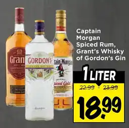 Vomar Voordeelmarkt Captain Morgan Spiced Rum, Grant's Whisky of Gordon's Gin aanbieding