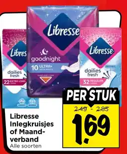 Vomar Voordeelmarkt Libresse Inlegkruisjes of Maand- verband aanbieding