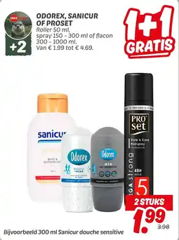 Dekamarkt Odorex, sanicur of proset aanbieding