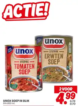 Dekamarkt Unox soep in blik aanbieding