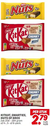 Dekamarkt Kitkat, smarties, nuts of bros aanbieding
