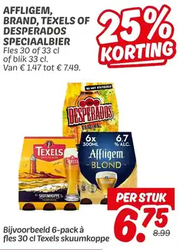 Dekamarkt Affligem, brand, texels of desperados speciaalbier aanbieding