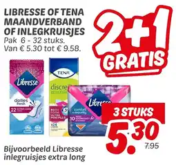 Dekamarkt Libresse of tena maandverband of inlegkruisjes aanbieding