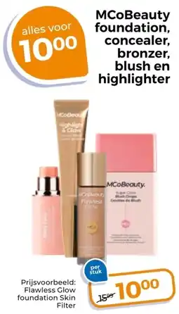 Trekpleister MCoBeauty foundation, concealer, bronzer, blush en highlighter aanbieding