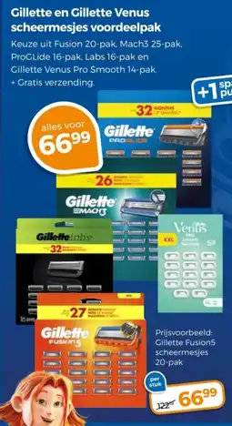 Trekpleister Gillette en Gillette Venus scheermesjes voordeelpak aanbieding