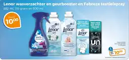 Trekpleister Lenor wasverzachter en geurbooster en Febreze textielspray aanbieding