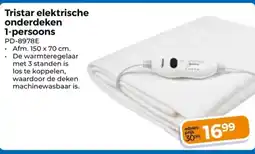 Trekpleister Tristar elektrische onderdeken 1 persoons aanbieding