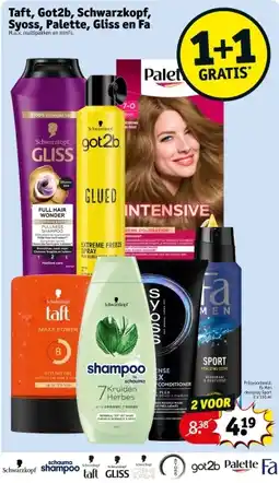 Kruidvat Taft, Got2b, Schwarzkopf, Syoss, Palette, Gliss en Fa aanbieding