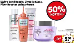 Kruidvat Elvive Bond Repair, Glycolic Gloss, Fiber Booster en haarkuren aanbieding