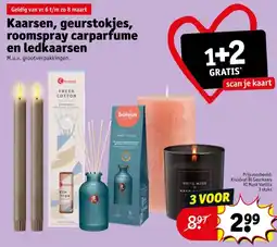 Kruidvat Kaarsen, geurstokjes, roomspray carparfume en ledkaarsen aanbieding